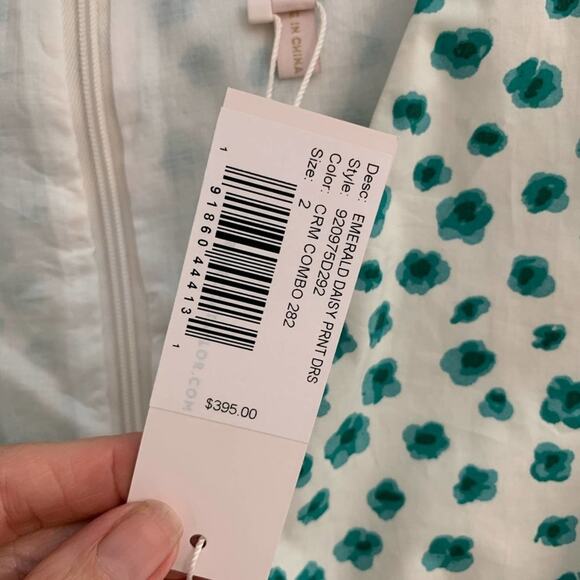 REBECCA TAYLOR Mini Dress Classic Emerald Daisy Floral Print Faux Wrap NEW - Picture 10 of 16